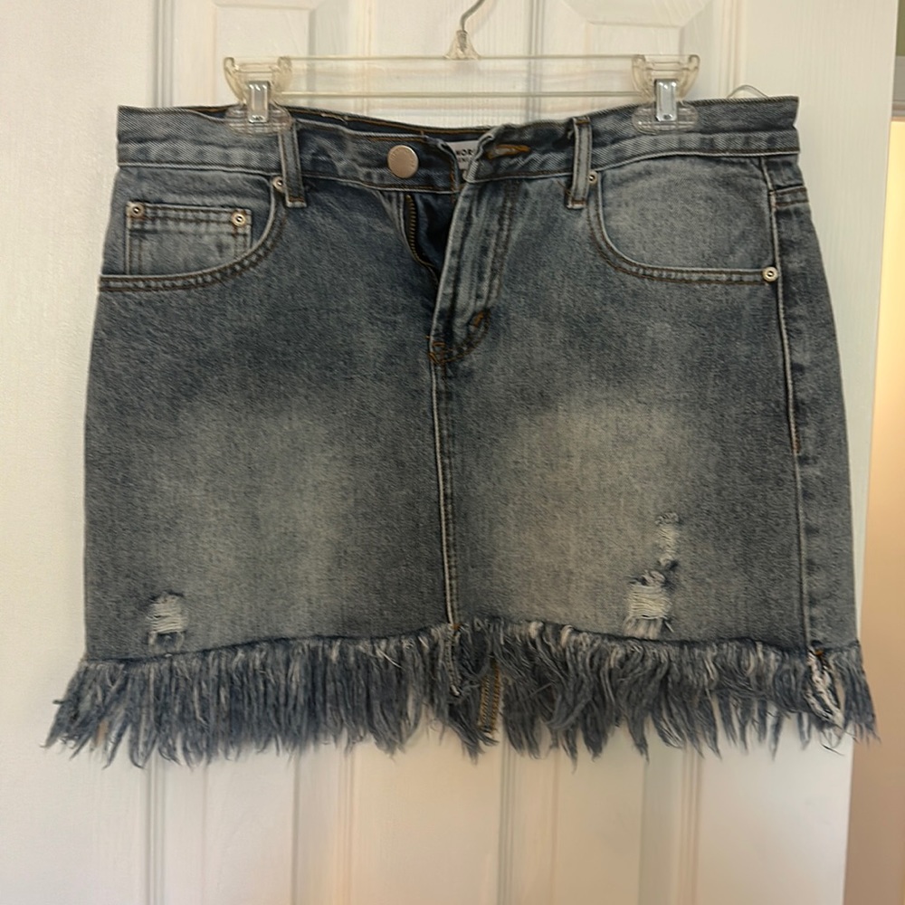 denim mini skirt